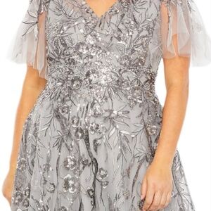 Mac Duggal Metallic Floral Maxi Dress